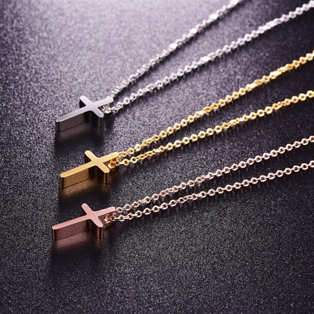 Cross necklace jewelry fashion religious dainty small minimalist gold silver new